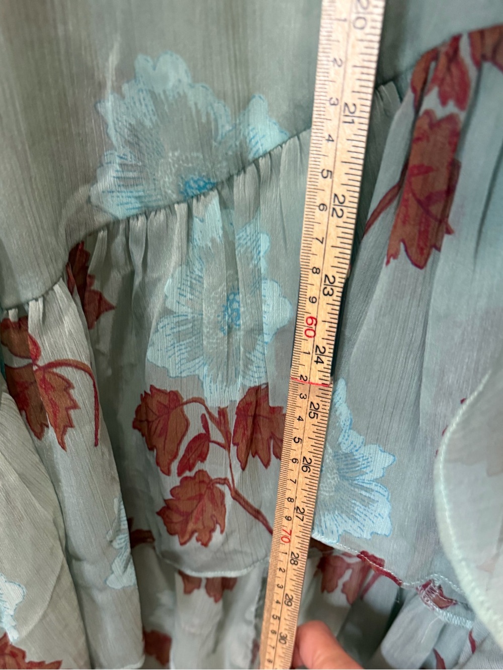 Free People Light Sage Green Floral Ruffle Midi Sheer Dress - Picture 12 of 13